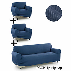 Housse de canapé Sofakover Pocket Trio Romeo 3 Unités - Bleu