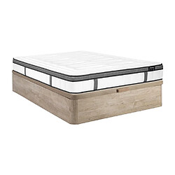 Vente-Unique Ensemble 160 x 200 cm sommier coffre naturel clair + matelas ressorts ensachés 7 zones et mémoire de forme ép.30cm - OLIANE de YSMÉE