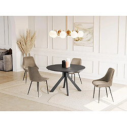 Vente-Unique Table à manger extensible CLARA - 4 à 6 personnes - Céramique & Métal - Anthracite de Maison Céphy pas cher