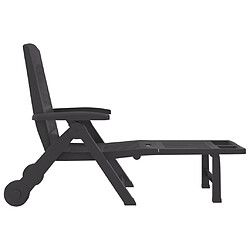 Avis vidaXL Chaise longue pliable avec roues anthracite PP