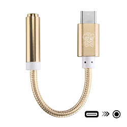 Wewoo Adaptateur or Audio USB-C / Type-C vers Jack 3,5 mm Nylon Tissé, Longueur: environ 10cm 