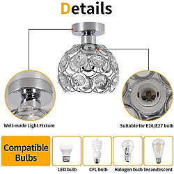 Acheter Universal Lampe poitrine lampe cristal sonnerie éclairage mini semi-encastrable près du plafond lampe moderne.