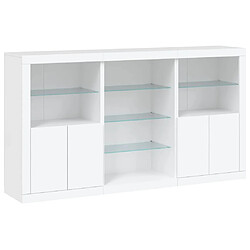 Avis Maison Chic Commode Buffet - Meuble de rangement avec lumières LED blanc 181,5x37x100 cm -GKD26211