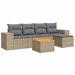 vidaXL Salon de jardin avec coussins 6 pcs beige résine tressée