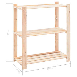 vidaXL Étagères de rangement à 3 niveaux 2 pcs 80x38x90 cm Pin 150 kg pas cher