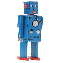 Avis Retro Wind Up Clockwork Mechanical Walking Tin Lilliput Robot Bleu 16cm