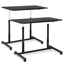 Helloshop26 Bureau d'ordinateur table pc avec roulettes hauteur ajustable idéal pour domicile au bureau noir 20_0005660 