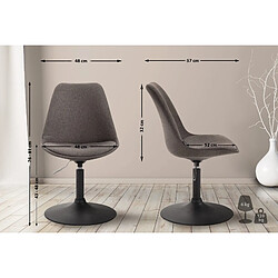 Avis Decoshop26 Chaise de salle à manger x1 pivotante hauteur réglable en tissu gris foncé et pied trompette en métal noir 10_0003770