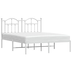 Avis Maison Chic Lit adulte 150x200cm- Cadre de lit métal avec tête de lit pour chambre blanc -MN49095