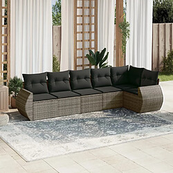 vidaXL Salon de jardin 6 pcs avec coussins gris résine tressée 