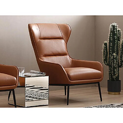 Vente-Unique Fauteuil en cuir de buffle camel DINNIA 