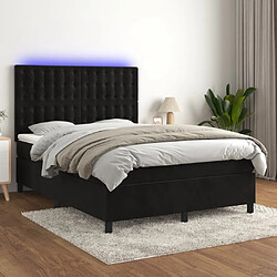 vidaXL Sommier à lattes de lit matelas et LED Noir 140x190 cm Velours 