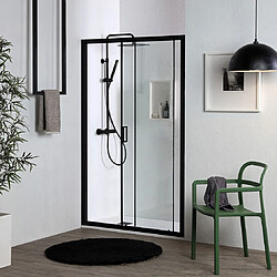 Kiamami Valentina PORTE DE DOUCHE NICHE 150 CM NOIR MAT COULISSANT | CITY 