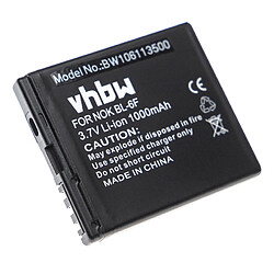 vhbw Batterie remplacement pour Nokia BL-6F pour smartphone (1000mAh, 3,7V, Li-ion) 