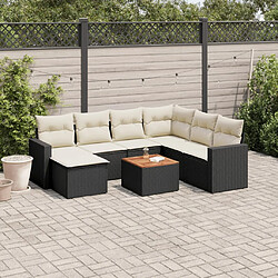 vidaXL Salon de jardin 8 pcs avec coussins noir résine tressée 