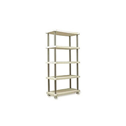 PLASTIKEN Etagere 5 plateaux grande largeur - supporte 30KG par plateau : H 184 x l 88 x profondeur 44cm beige clair et fonce