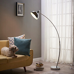 Versanora Lampadaire Arco métal arc lampe de sol sur pied abat-jour chrome VN-L00024-EU