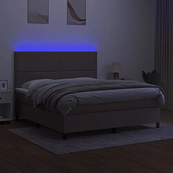 Avis vidaXL Sommier à lattes de lit et matelas et LED Taupe 160x200cm Tissu