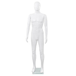 vidaXL Mannequin homme corps complet base verre Blanc brillant 185 cm