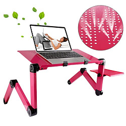 Wewoo Support d'ordinateur portable Magenta pour ordinateur / portable, sans ventilateurs CPU 360 degrés réglable pliable en alliage d'aluminium bureau stand avec tapis de souris 