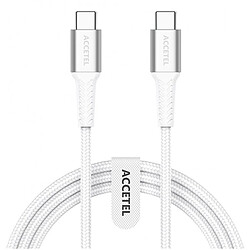 PHONECARE Câble Nylon Flex de Charge Rapide Type C - Type C 60W 3.0A 1m ACCETEL avec la Technologie PD pour Apple Mac Pro (2023) - Blanc 