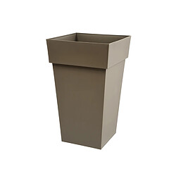 Pot de fleur carré Toscane 39 x H.65 cm - Taupe - Eda 