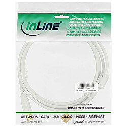 Câble InLine® USB 2.0 de type A mâle à B mâle doré avec starter en ferrite blanc 0,5 m