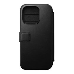 Nomad Étui Folio pour iPhone 15 Pro Magsafe avec Porte-cartes en Cuir Moderne Noir 