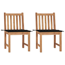 vidaXL Chaises de jardin lot de 2 avec coussins Bois de teck massif