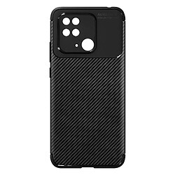 Avizar Coque Redmi 10C Silicone Flexible Design Effet fibre de carbone Noir