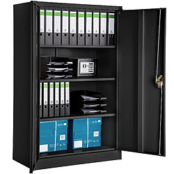 Tectake Armoire métallique à dossiers 4 niveaux 140x90x40cm - noir