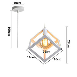 Acheter Stoex Suspension Contemporain forme Cube Carré, E27 Lustre Abat-Jour Industrielle Métal Fer pour Salon Salle à Manger Restaurant Bar, Blanc