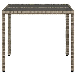 Acheter vidaXL Table de jardin dessus en verre Gris 90x90x75 cm Résine tressée