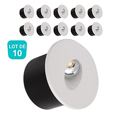 HOROZ ELECTRIC Lot de 10 Spots LED muraux rond blanc 3W 4000K