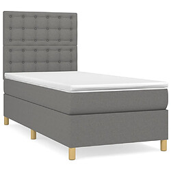 vidaXL Sommier à lattes de lit avec matelas Gris foncé 100x200cm Tissu