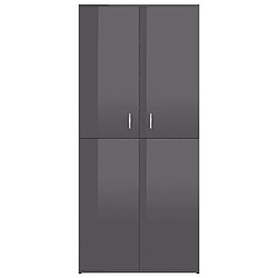 Avis vidaXL Armoire à chaussures Gris brillant 80x39x178 cm Bois ingénierie