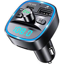 chronotech Transmetteur FM Bluetooth V5.0 pour voiture récepteur de radio FM sans fil lecteur de musique Kit de voiture (noir)