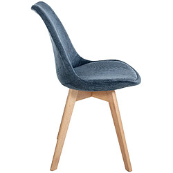 Avis Decoshop26 Chaise de salle à manger x1 design scandinave en velours côtelé bleu et pieds en bois clair 10_0002279