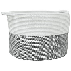 vidaXL Panier à linge gris et blanc Ø55x36 cm coton