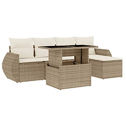 vidaXL Salon de jardin avec coussins 6 pcs beige résine tressée