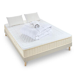 NUIT DE COTON Pack Symphonie 2.0 Pack Prêt à dormir SYMPHONIE 2.0 140x200 cm | Matelas Mémoire de forme + Sommier + Accessoires