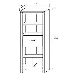 Acheter Pegane Armoire vitrine, buffet haut coloris Chêne truffé, blanc vieilli - Longueur 68 x Profondeur 37 x Hauteur 158,6 cm