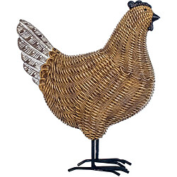 Origen Poule décorative en résine et résine tressée. Poule décorative en résine et résine tressée