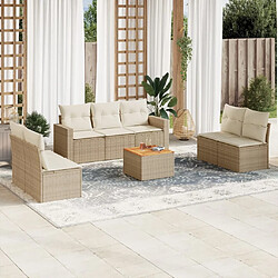 Maison Chic Salon de jardin avec coussins 8 pcs | Ensemble de Table et chaises | Mobilier d'Extérieur beige résine tressée -GKD51987