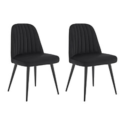 Vente-Unique Lot de 2 chaises en velours et métal - Noir - ELEANA