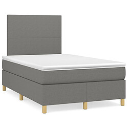 vidaXL Sommier à lattes de lit avec matelas Gris foncé 120x200cm Tissu