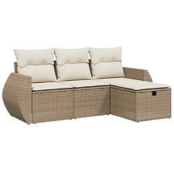 vidaXL Salon de jardin avec coussins 4 pcs beige résine tressée