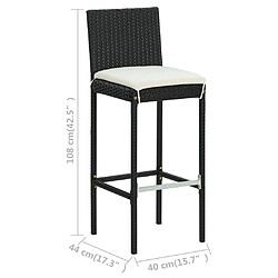 vidaXL Tabourets de bar de jardin et coussins lot de 4 résine tressée pas cher