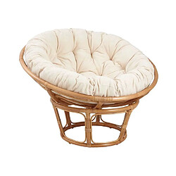 Aubry Gaspard Fauteuil papasan en rotin avec coussin écru.