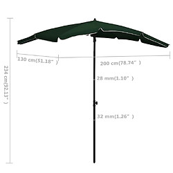 vidaXL Parasol de jardin avec mât 200x130 cm vert pas cher